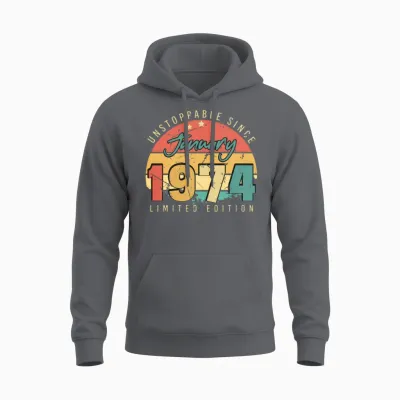 January 1974 Vintage Limited Unisex Hoodie - Charcoal
