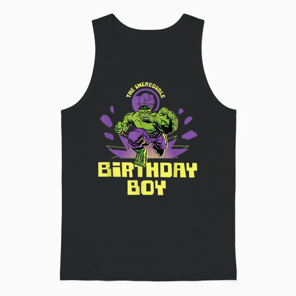 Marvel Super Heroes Hulk the Incredible Birthday Boy Party Unisex Tank Top in Black
