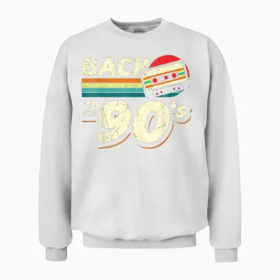 90s Outfit | Back to the 90s Retro Party Carnival T-Shirt, Black Unisex Sweatshirt - White