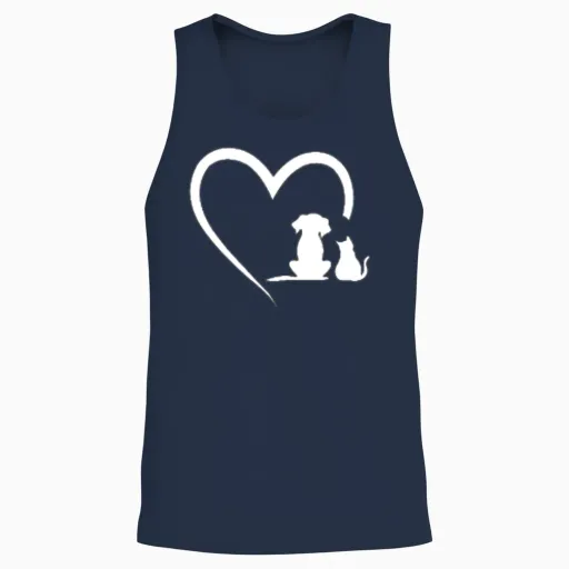 Dog Puppy Dog Cat Heart Dog Lover - Dog & Cat Unisex Tank Top - Navy