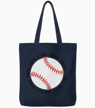 Hard Work Beats Talent Baseball Tote Bags - Navy