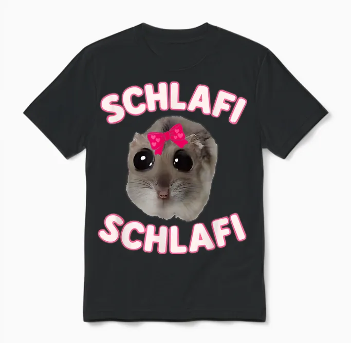 Schlafi Schlafi Hamster Meme Pyjama Set Funny Pyjamas Unisex T-Shirt in Black