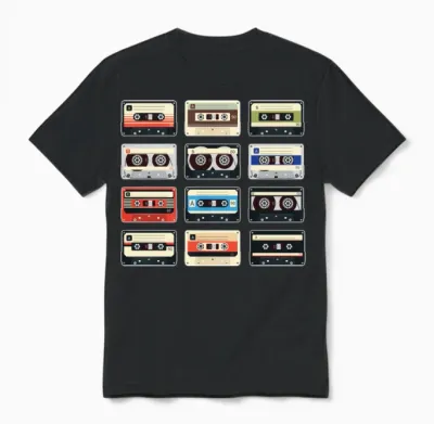 Retro Mixtape Cassettes Unisex T-Shirt - Black