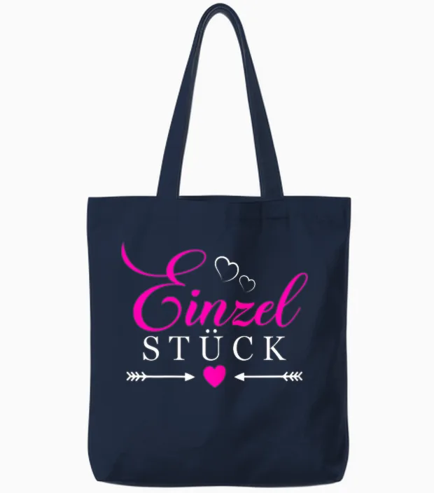 Unique Sayings with Heart Women's Unique Sayings T-Shirt, Black Tote Bags in Navy