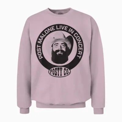 Official Post Malone Live in Concert Unisex Sweatshirt - Light Pink