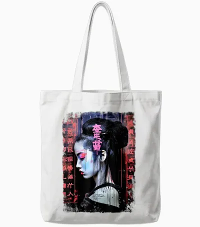 Geisha Asia Japan Woman Vintage Culture Tokyo Geisha T-Shirt, Black Tote Bags - White