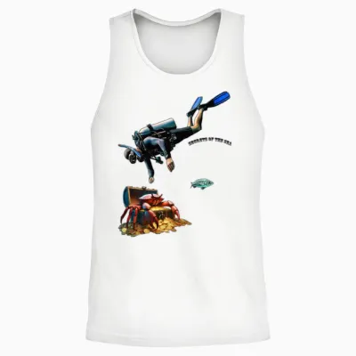 Scuba Diver and a Treasure Chest of Gold Coins Urm Unisex Tank Top - White