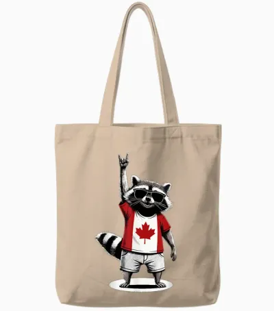 Waschbär Kanadische Flagge Rocks Funny Kanada Tote Bags - Natural