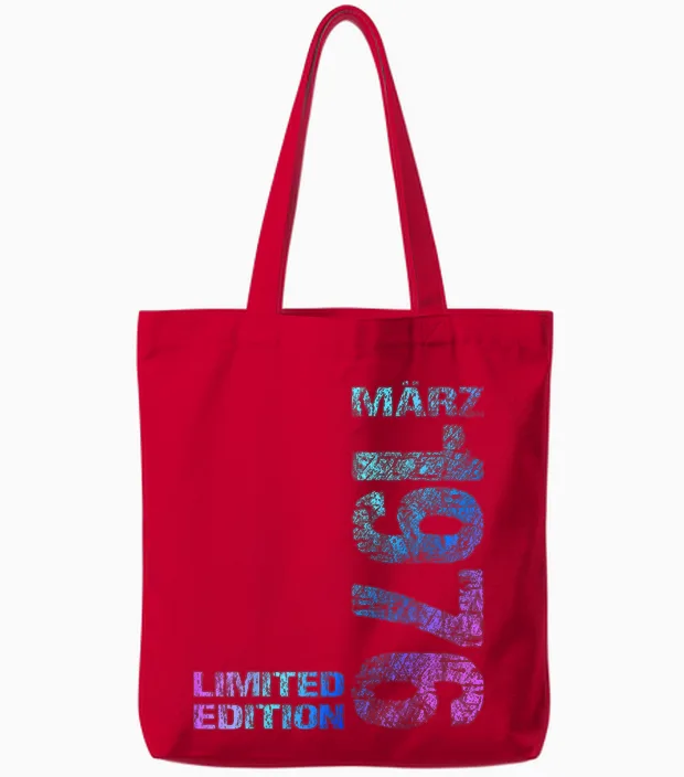 März 1976 Mann Frau 50. Geburtstag Limited Edition Tote Bags in Red