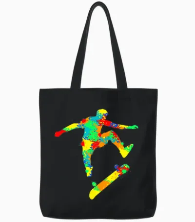 Skateboard Skater Stunt Skateboarding Boys Kids Men Tote Bags - Black