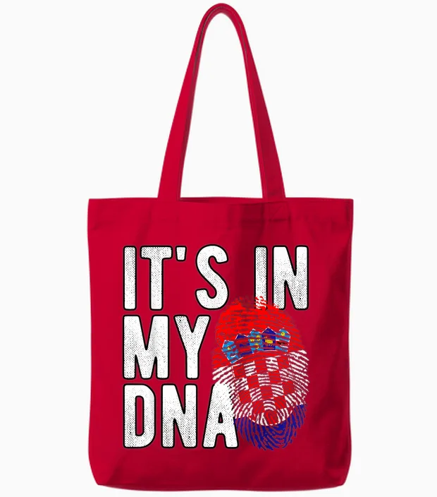 Funny It's in My Dna Kroatien Flagge Fingerprint Tote Bags in Red