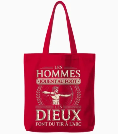 Les Hommes Jouent Au Foot Les Dieux Font Du Tir a L Arc Tote Bags - Red