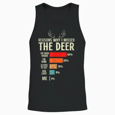 Funny Hunter Reasons Why I Missed the Deer Hunting Unisex Tank Top - Black