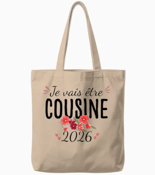 I Will Be Cousine 2026 Pregnancy Announcement Tote Bags in Natural
