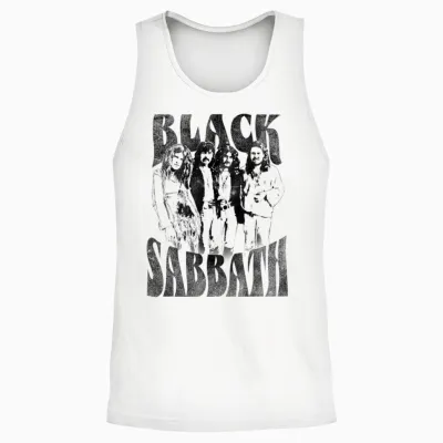Official Black Sabbath Group Photo Unisex Tank Top - White