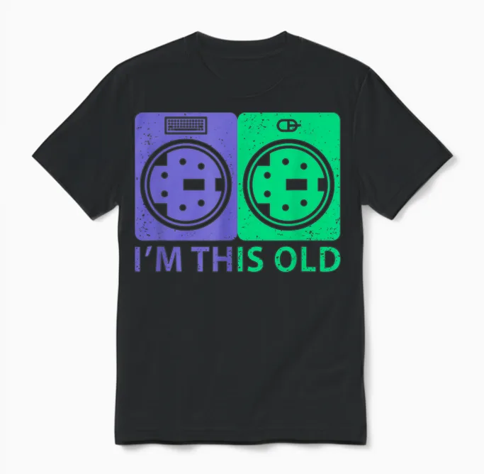 I Am This Old Shirt I Keyboard Mouse Nostalgia Unisex T-Shirt in Black