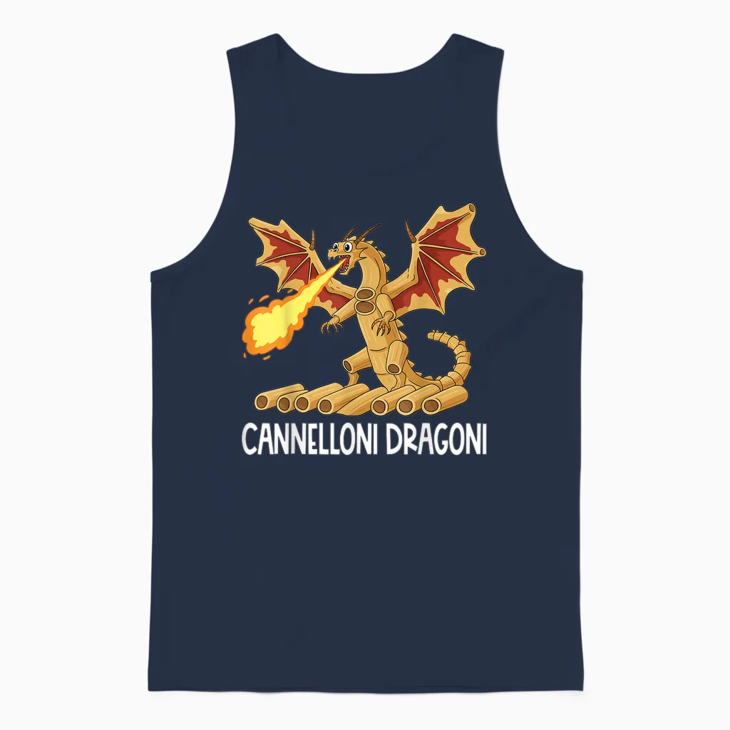 Italienische Brainrot Charaktere Cannelloni Dragoni Unisex Tank Top in Navy