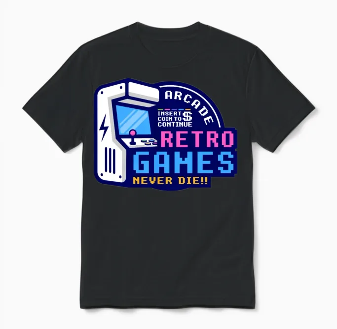 Retro Gaming Never Dies Unisex T-Shirt - Black