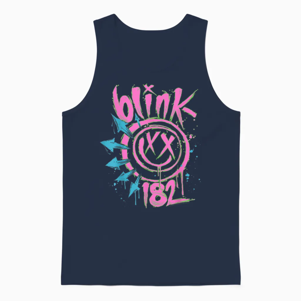 Blink 182 Neon Rock Music Band Unisex Tank Top in Navy