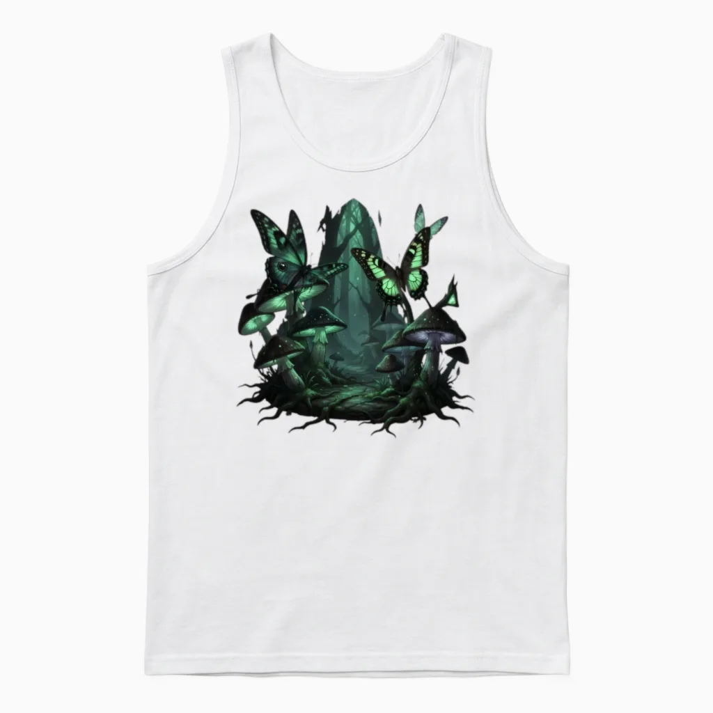 Emerald Forest Mirage Unisex Tank Top in White
