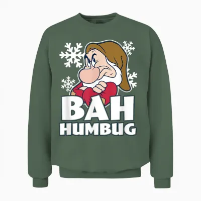 Disney Snow White & the Seven Dwarfs Christmas Grumpy Humbug Unisex Sweatshirt - Military Green