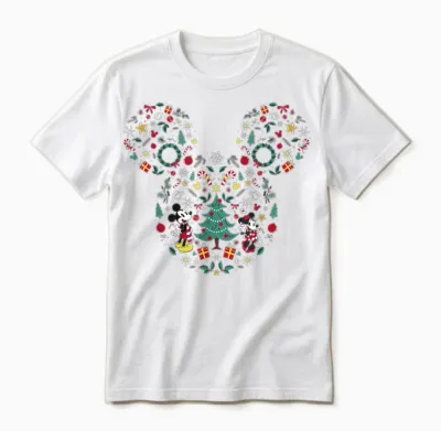 Disney Mickey and Minnie Christmas Mashup Short Sleeve Unisex T-Shirt - White