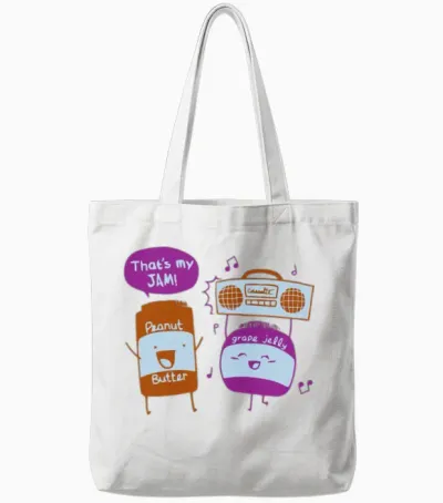 Peanut Butter and Jelly Tote Bags - White