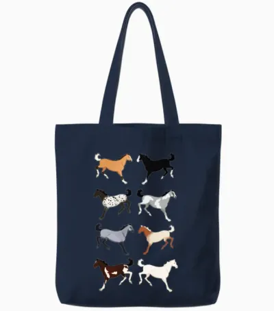 Horse Breeds Tote Bags - Navy