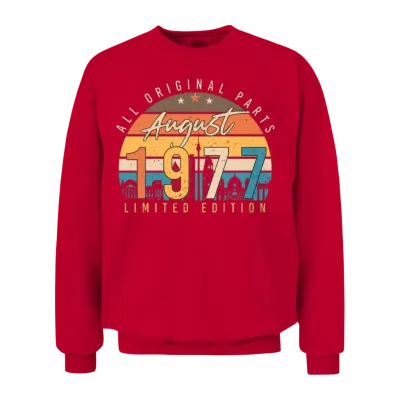Retro 1977 August Unisex Sweatshirt - Red