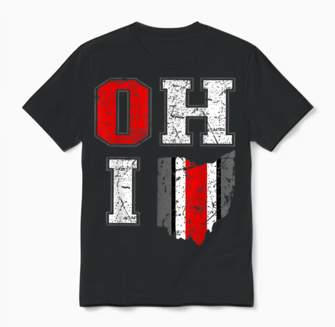 Vintage Ohio Tee State of Ohio Map Women Men Unisex T-Shirt in Black