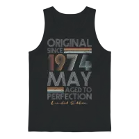 50th Birthday Vintage May 1974 Original Since 1974 Unisex Tank Top - Black – 1