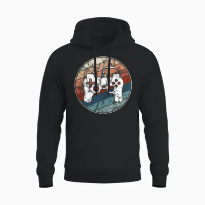 Retro Game Controller Unisex Hoodie - Black