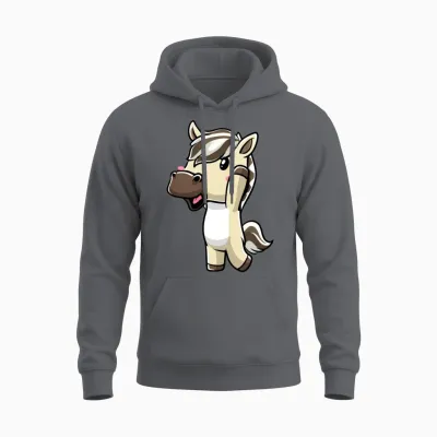 Fjord Horse Kawaii Emoticon Unisex Hoodie - Charcoal