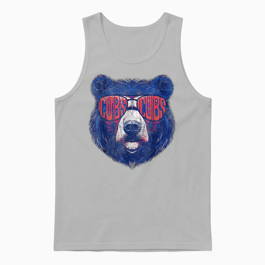 Cubs Wearing Sunglasses Vintage Design for Men Women Unisex Tank Top in Ash