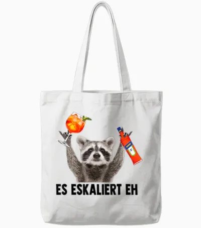 Es Eskaliert Eh X Raccoon Meme Racoon X Pedro Spritz T-Shirt, White Tote Bags - White