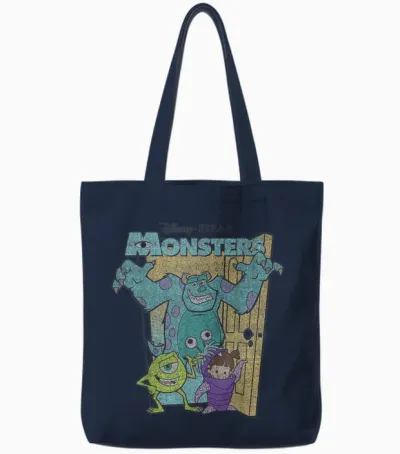 Disney Pixar Monsters Inc. Mike Sully Boo Group Tote Bags - Navy