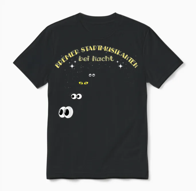 Bremer Stadtmusikanten Bei Nacht T-Shirt, Black Unisex T-Shirt in Black