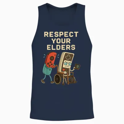 Respect Your Elders Retro Gaming Funny Gamer Controller 80s Unisex Tank Top - Navy