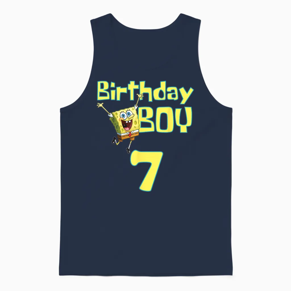 Mademark X Spongebob Squarepants - Spongebob Squarepants Birthday Boy 7 Unisex Tank Top in Navy
