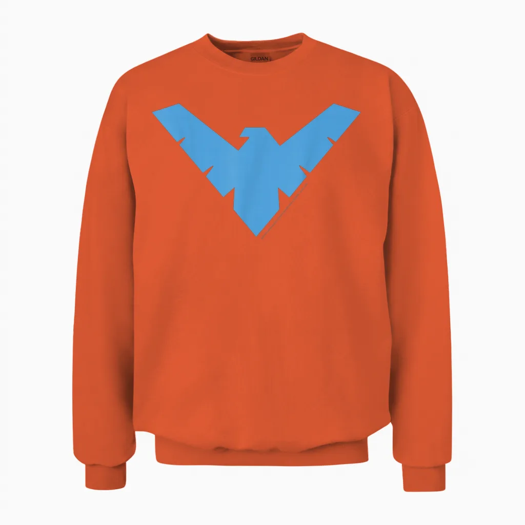Dc Comics Nightwing Classic Superhero Blue Logo Unisex Sweatshirt in Orange