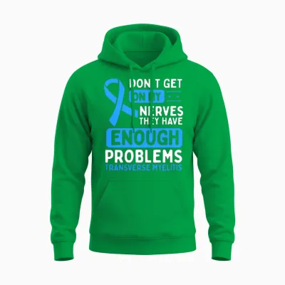 Transverse Myelitis Awareness Nerves Blue Ribbon Unisex Hoodie - Irish Green