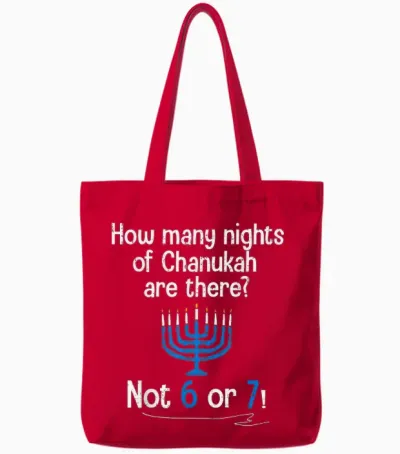 Hanukkah 67 Six Seven Meme Dreidel Jewish Menorah Chanukah Tote Bags - Red