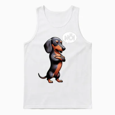 Dickköpfiger Rauhaardackel Nö Dachshund Dog Funny Dog T-Shirt, Black Unisex Tank Top - White