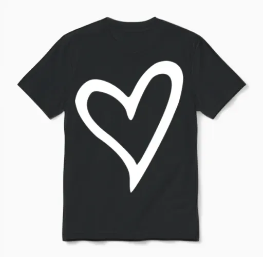 Heart White Unisex T-Shirt in Black