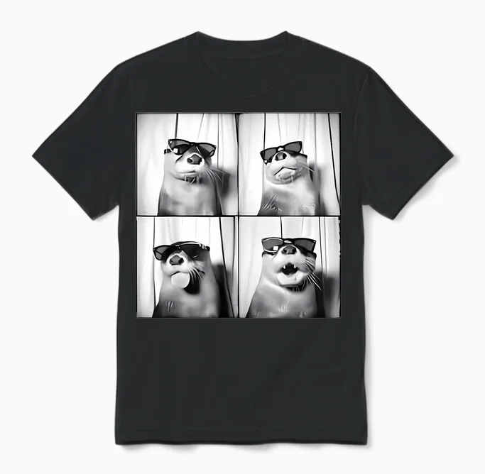Funny Otter in Sunglasses Love Otters Sea Otter Lover Unisex T-Shirt in Black