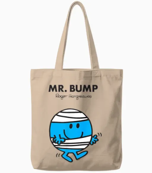 Mr. Men Mr. Bump Tote Bags in Natural