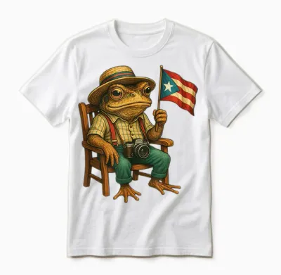 Funny Coqui Frog Puerto Rico Flag Taino Boricua Hispanic Unisex T-Shirt - White