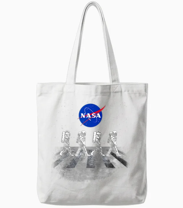 Nasa T-Shirt Walking Astronauts in Space Tote Bags in White