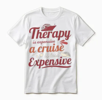 Therapy Is Expensive Cruise Funny Saying Unisex T-Shirt - White