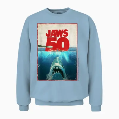 Jaws 50 Jaws 2025 Celebration Classic Unisex Sweatshirt - Light Blue